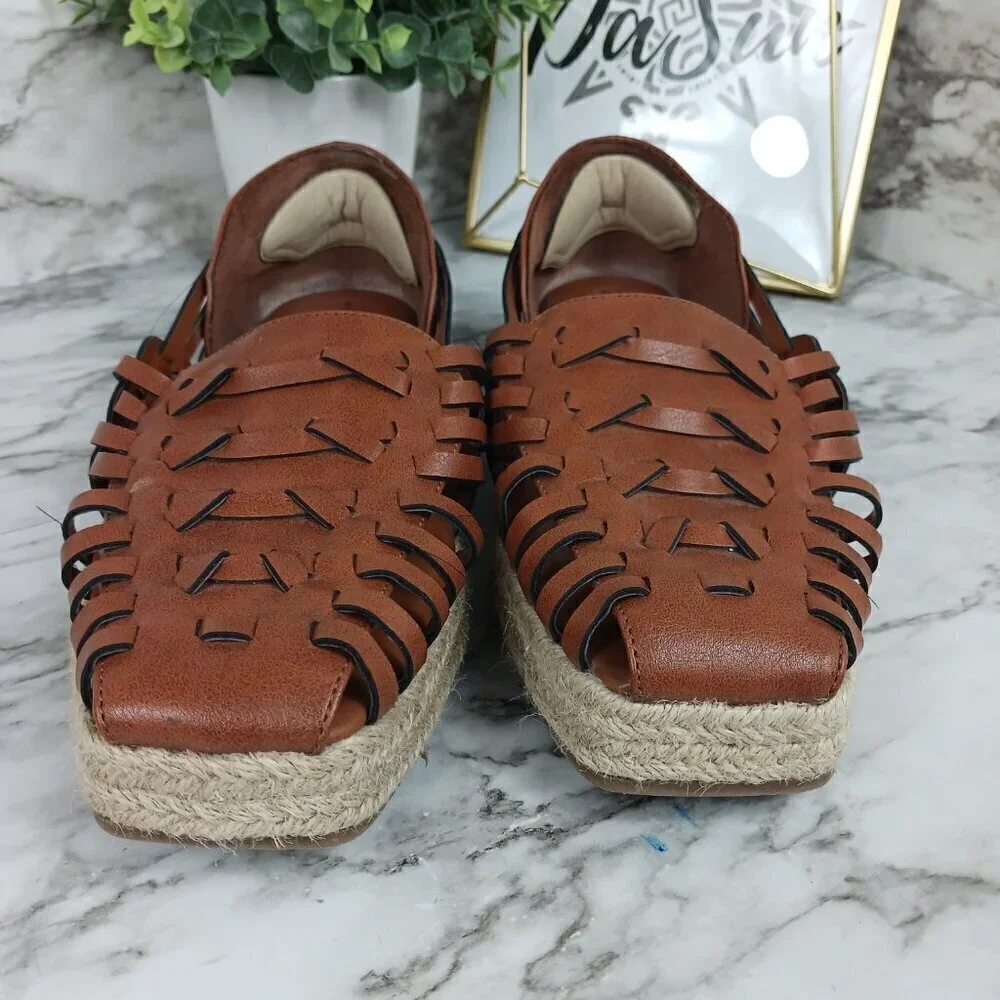 SAM & LIBBY Women's Asha Espadrille Saddle Slip-On Shoes Brown Size 9